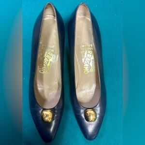 Dark Blue Ferragamo Heels Size 8.5